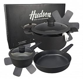 BATERIA COCINA 5PIEZAS TEFLON NEGRO HUDSON