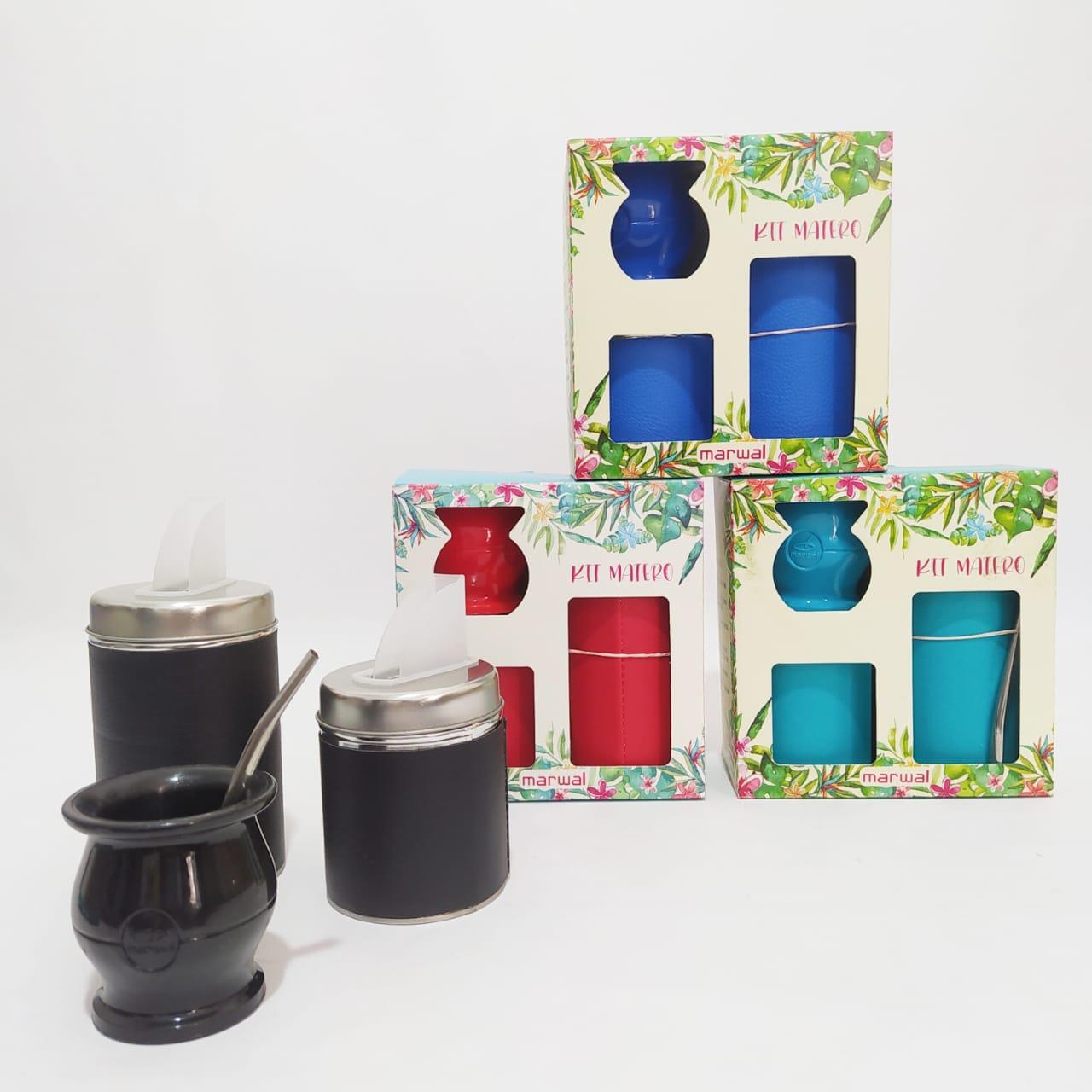 MATE EN SET CON YERBERO Y AZUCARERO EN CAJA