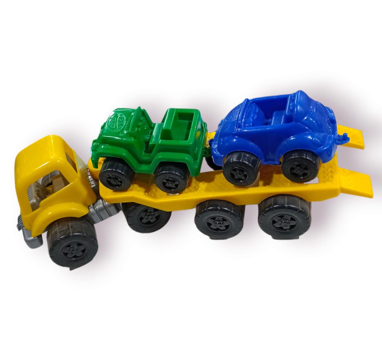 CAMION DE CARGA + 2 AUTOS PLASTICO 60CM