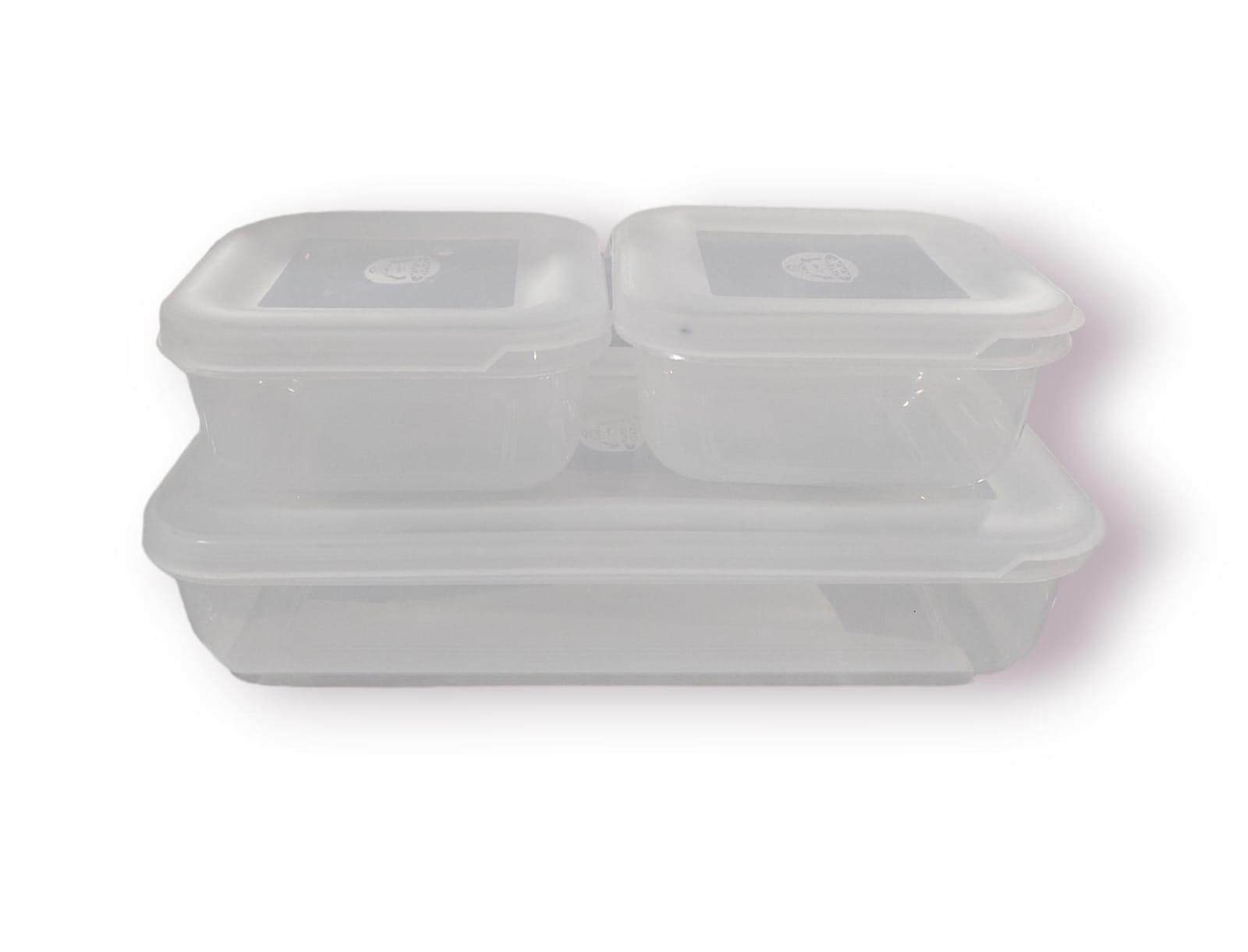 TUPPER CONTENEDOR PLASTICO SET X 3 UNIDADES 1600CC+ 550CC