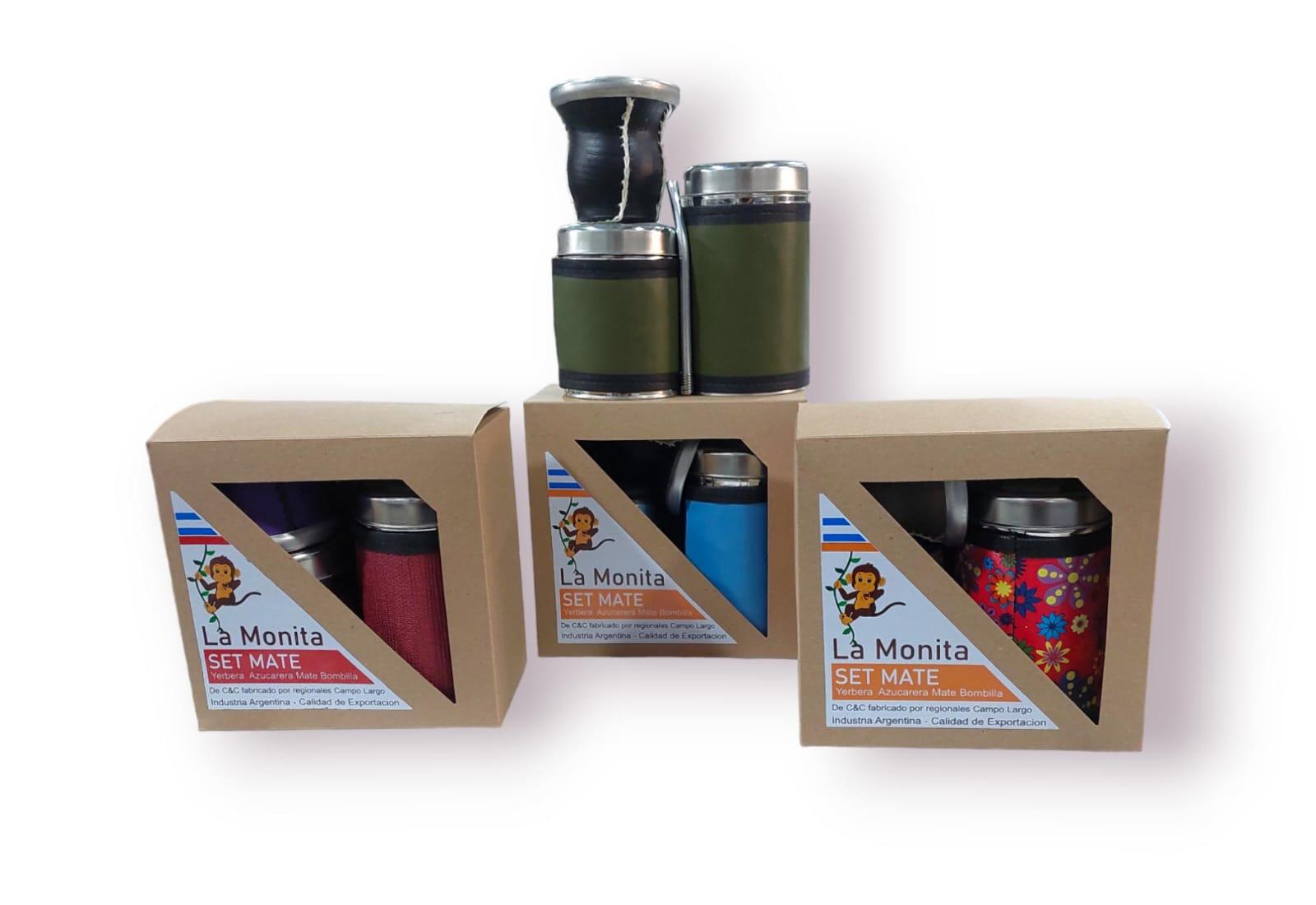 LATA SET MATERO X 4 PIEZAS YERBERO+AZUCARERO+MATE+BOMBILLA