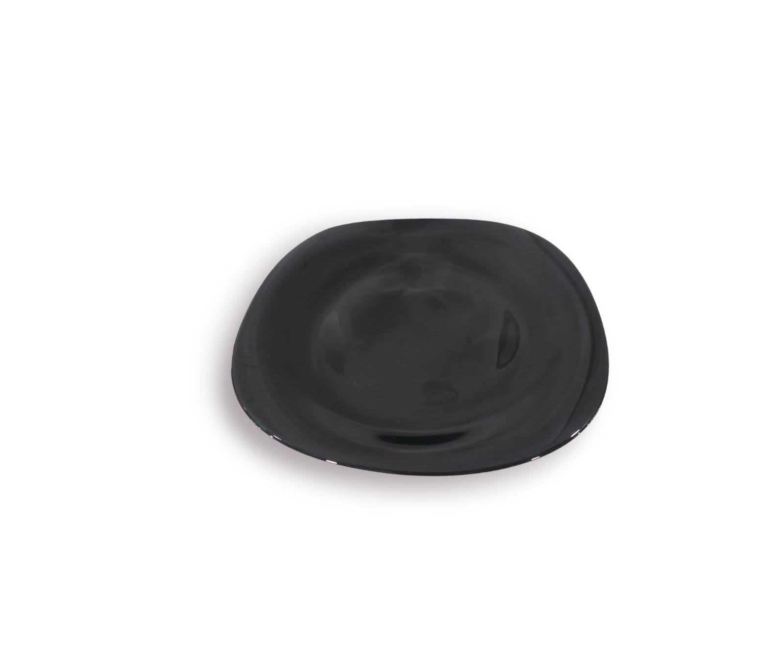 PLATO PLAYO CUADRADO NEGRO OPALINA 27CM