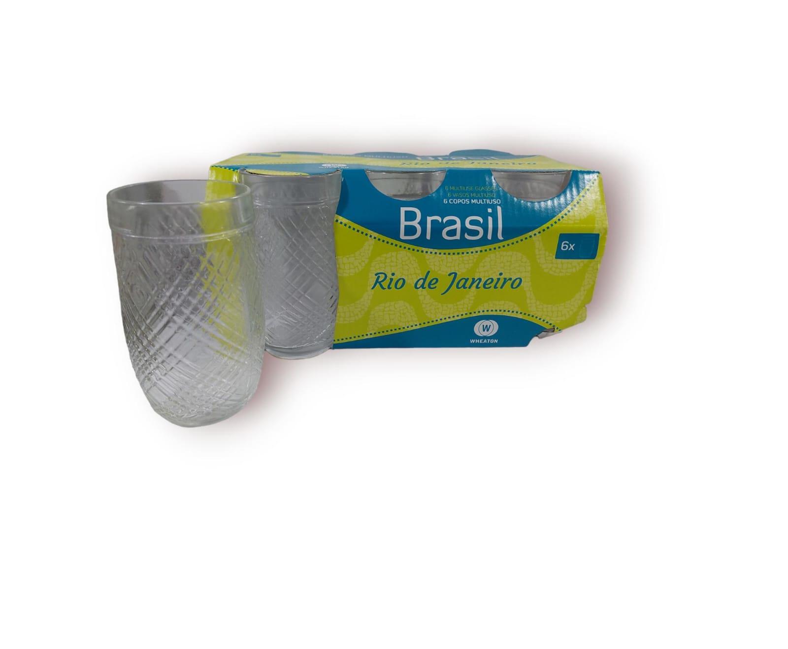 VASO VIDRIO BRASIL RIO DE JANEIRO X 6 UNIDADES EN CAJA