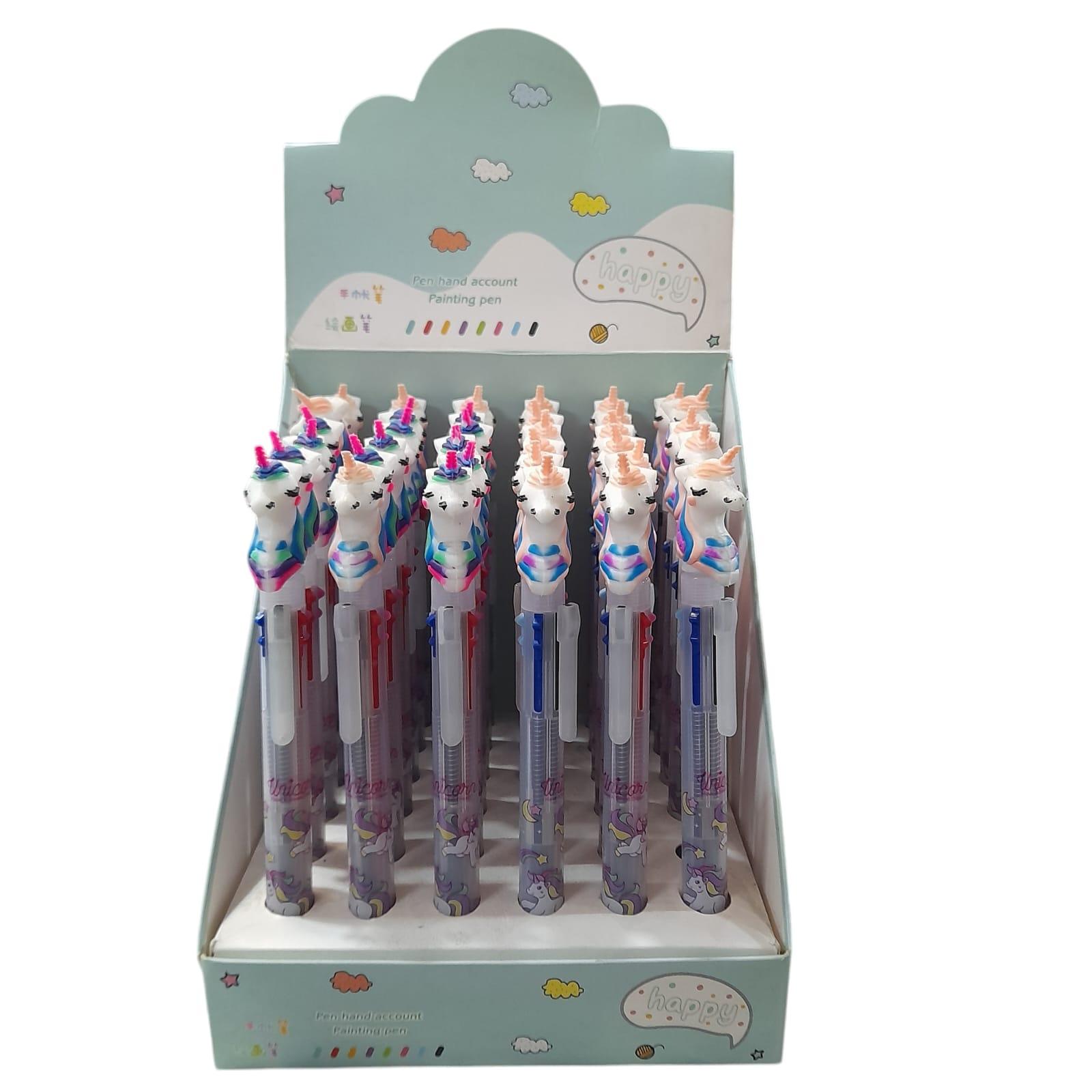 BIROMES RETRACTIL CON 6 COLORES FORMA UNICORNIO