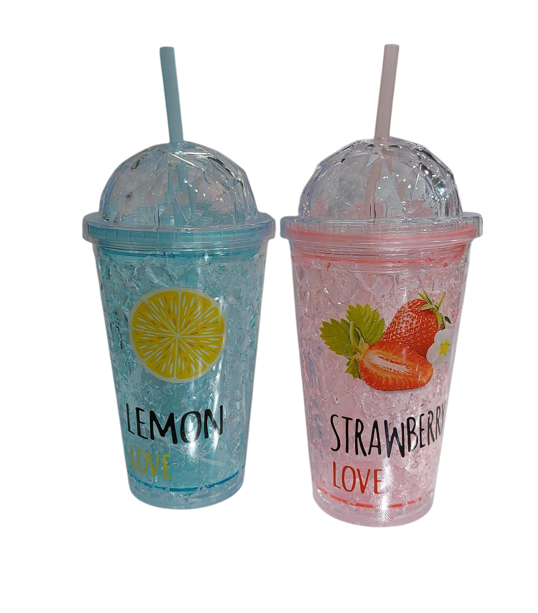 VASO ACRILICO 500CC ESTAMPADO CON SORBETE