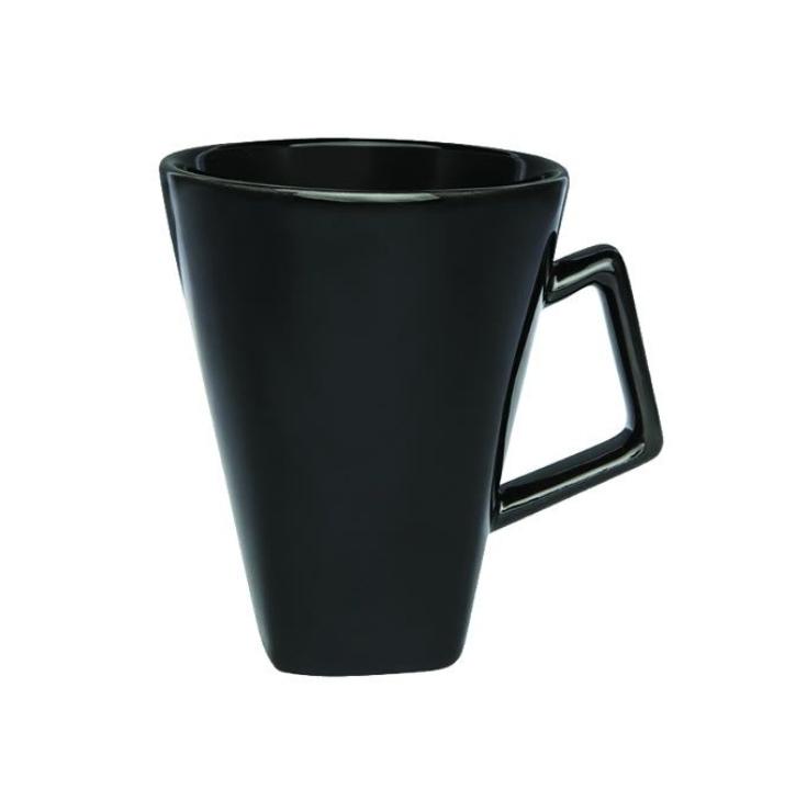 TAZA CERAMICA 350CC CONICA NEGRO/BLANCA