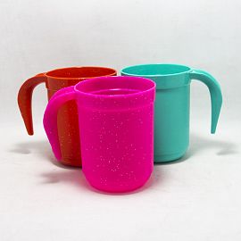 TAZA PLASTICA COLORES CON ASA 360CC