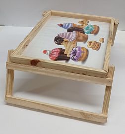 BANDEJA DESAYUNO MADERA CON PATAS 40CM ESTAMPADA