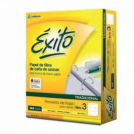 REPUESTO DE HOJAS N*3 ECOLOGICO X 480 HOJAS RAYADAS EXITO