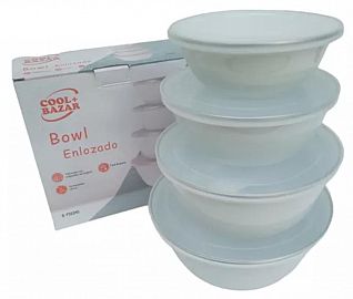 TUPPER ENLOZADO CON TAPA SET X 4 UNIDADES EN CAJA