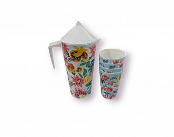 JARRA ESTAMPADA PLASTICA 1LTS+4 VASOS 