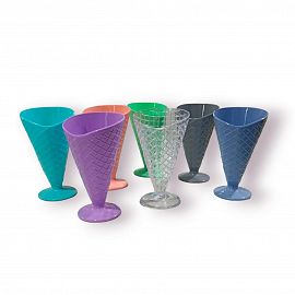 COPA PLASTICA PARA HELADO CON FORMA DE CUCURUCHO 260CC